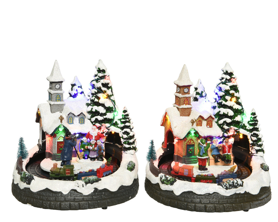 Villaggio natalizio coppia case con pini innevati e led Kaemingk Villaggio natalizio coppia case con pini innevati e led Kaemingk